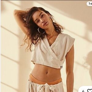FP Beach Island Boho Wrap Crop Top Size Small